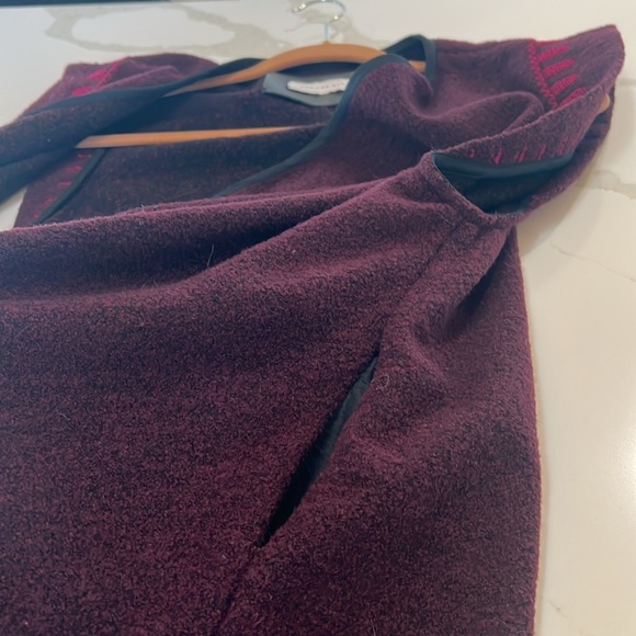 Casilda Mut 100% Wool Open Cardigan with pockets, pink & purple one size boho - Picture 8 of 12